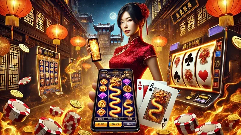 Tampilan permainan slot dengan reel dan simbol berwarna